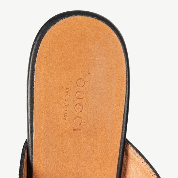 Gucci Princetown Gold Horsebit Black Leather Slipper Mule - Picture 10 of 10